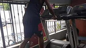 Two young strangers exchange glances at the gym, then he fucks her hard at home!