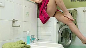 horny hides in bathroom fucking herself with big dildo 😏