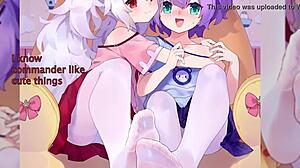 Azur lane character gives feet joi in pantyhose