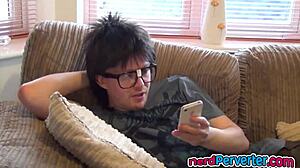 Incredibly Cute Ebony Princess Sucking Nerd's Cock Hard