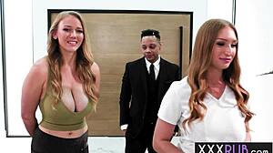 हॉट बड़ी गांड वाली मिल्फ्स स्काइलर स्नो और जैस्मिन डेज़ टॉप क्लाइंट को लाड़ करती हैं