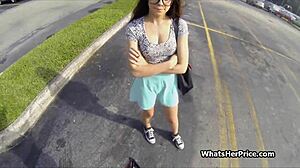 cute but broke teen in glasses gets picked up for sex for cash