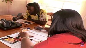 Boss fucks tight cunt in interview!