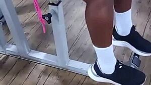 Two young strangers exchange glances at the gym, then he fucks her hard at home!