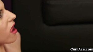 Horny Doll Gets Jizz Load On Face Gulping Cream