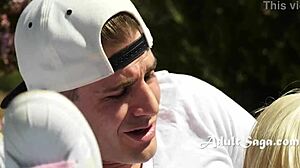 Little 18+ Step Sis Kenzie Reeves Rides Cock in Outdoor Picnic