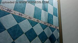 Curvy Mexican Karmica showers in voyeur compilation of her chubby body