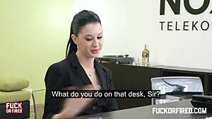 Teeny Brunette Enjoys Her Boss at the Office