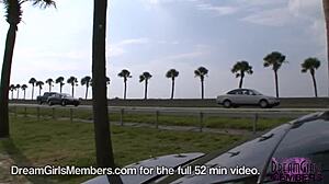 She Bares Her Tiny Tits And Tight Pussy At The Beach