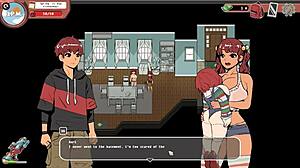 Nerdy girl in spooky milk life hentai game gives a sneaky public handjob in library.