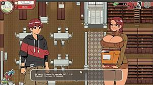 Nerdy girl in spooky milk life hentai game gives a sneaky public handjob in library.