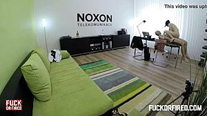 Teeny Brunette Enjoys Her Boss at the Office