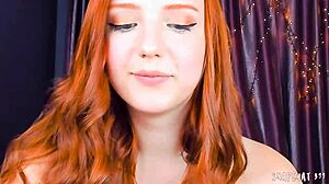 Uh, amazing redhead teen, like, totally blowing herself with toys on web chat