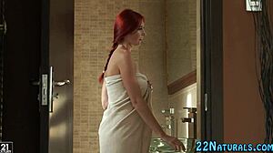 redhead babe masturbates in the shower, so erotic! 😍