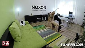 Teeny Brunette Enjoys Her Boss at the Office