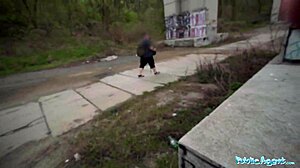 rock paper scissors game turns into hardcore outdoor public fucking with big cock.