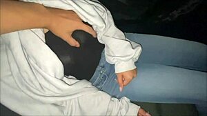 Horny asian couple starts fucking in car!
