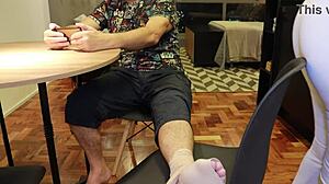 I love my huge latina ass in white leggings, showing tan lines and natural tits