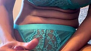 Blonde wife in lingerie rides and sucks husband's cock to explosion.