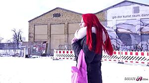 German scout - redhead pale milf mina knight pickup for casting fuck in berlin