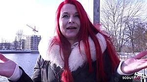 German scout - redhead pale milf mina knight pickup for casting fuck in berlin