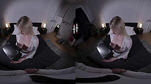 Big Boss In Dark Room VR With Shaved Pussy And Tits