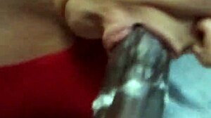 Feeling the thrill as she swallows two cum loads