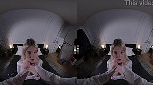 Big Boss In Dark Room VR With Shaved Pussy And Tits