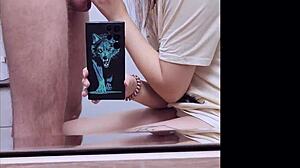 My cute blonde stepsister loves filming our steamy selfie sessions.