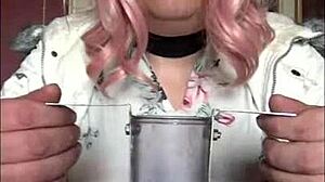 Bisexual crossdresser offers free swallow service while filming