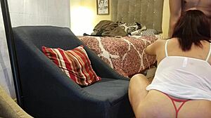 Deepthroat face fucking by hung guy on amateur tranny