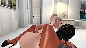 I love watching strapon baddies with big tits and asses in interracial lesbian sex