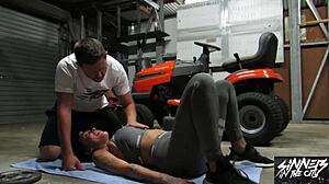 Tattooed up slut chantelle fox fucked while working out