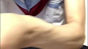 Asian ladyboy in school uniform gets anal fucked