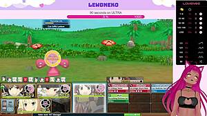 Vtuber Lewdneko Plays Evenicle, Moaning With Big Tits In Hentai Scene