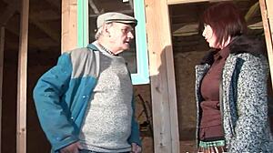 Bbw French mom enjoys intense trio with grandpa.