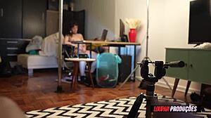 Slim Brunette Alice Drumond Licks And Rides Pussy