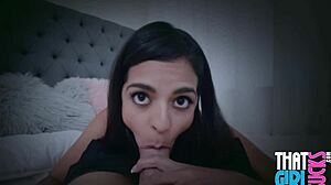 Petite latina teen sucks big cock pov