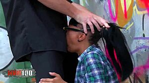 Latina brunette feels intense pleasure as police officer fucks her ass outdoors