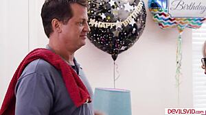 Petite asian deepthroats big white cock