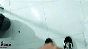 He FOLLOWS stepsister's pussy while she exercises