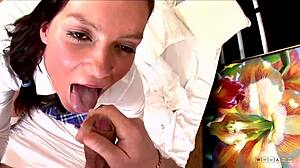 Horny guy dips cock in both holes