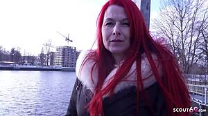 German scout - redhead pale milf mina knight pickup for casting fuck in berlin