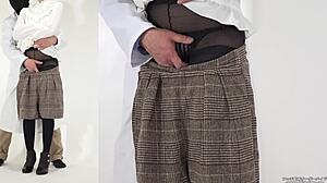 A maniac explores fetish with food and stockings in japan