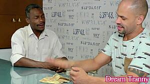 Cute Tgirl Maira Dimov Gets Spit Roasted And Creampied By Two Hung Men