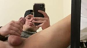 Sexy Frat Guy Joshuaaalewisss Strokes Monster Cock in Mirror, Cums Everywhere