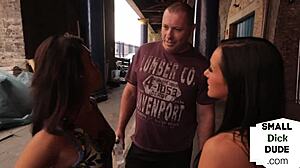 British CFNM babes mock guy with tiny penis