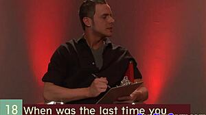 Rex Roddick passionately sucks with four muscular pals on sofa.