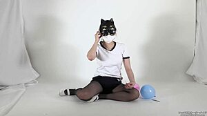 A maniac explores fetish with food and stockings in japan