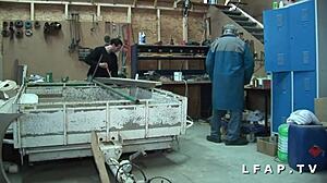 Bbw French mom enjoys intense trio with grandpa.